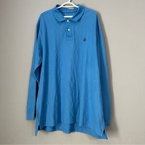 RTY Trademark Long Sleeve Polo Shirt Mens 3XL Blue 100% Cotton Casual Small Logo